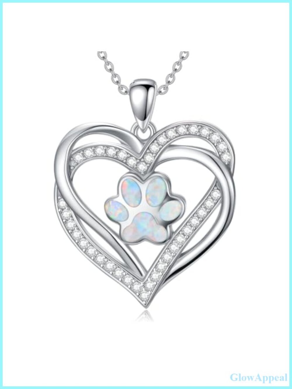 925 Sterling Silver Paw Print Necklace Opal Pendant Pet Jewelry Gift for Women
